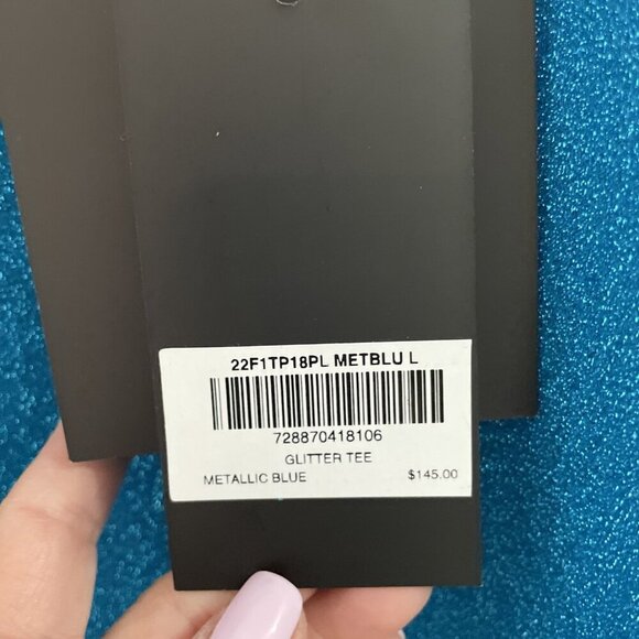 Cynthia Rowley Glitter Tee Women's L Metallic Blue Sheer Lightweight $145 NWT - Picture 4 of 8